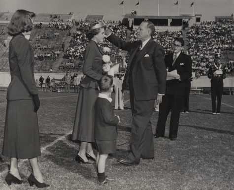 A 1940s Homecoming Queen is crowned.