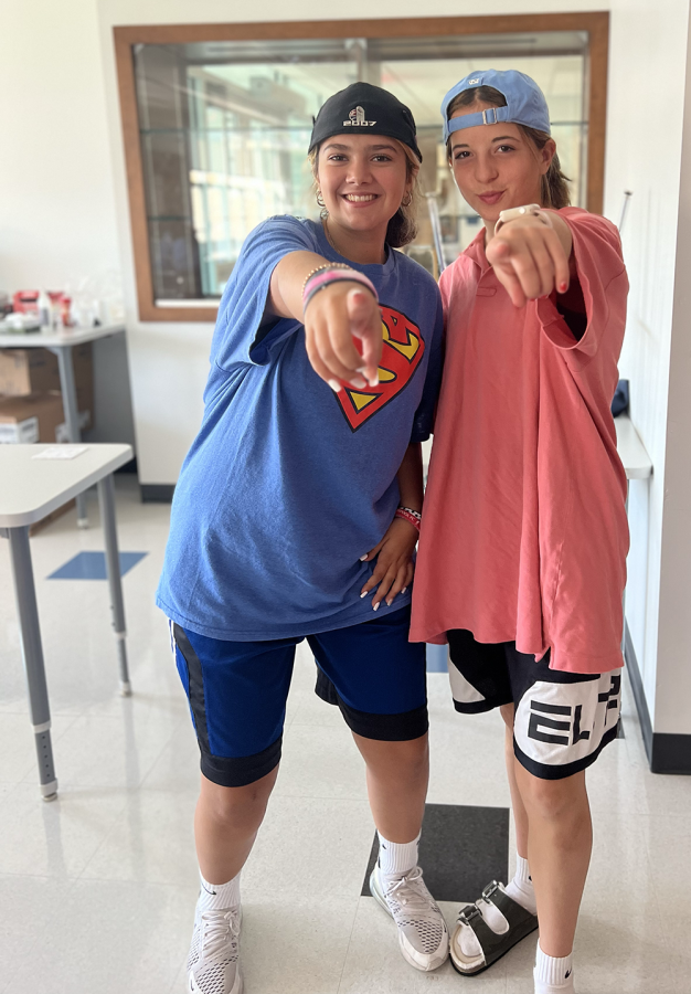 Jillian Leahy and Kaitlyn Dacosta matching with their school spirit!

