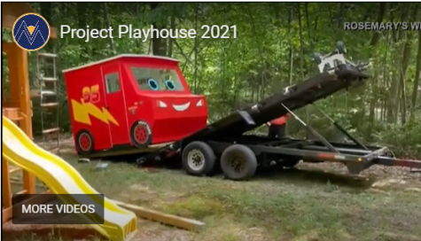 A Cars themed playhouse was delivered to a lucky child in 2021.  It was made entirely by high school students.