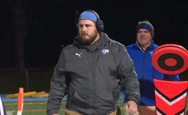 Mr. Robitaille coaching his Johnston football team 