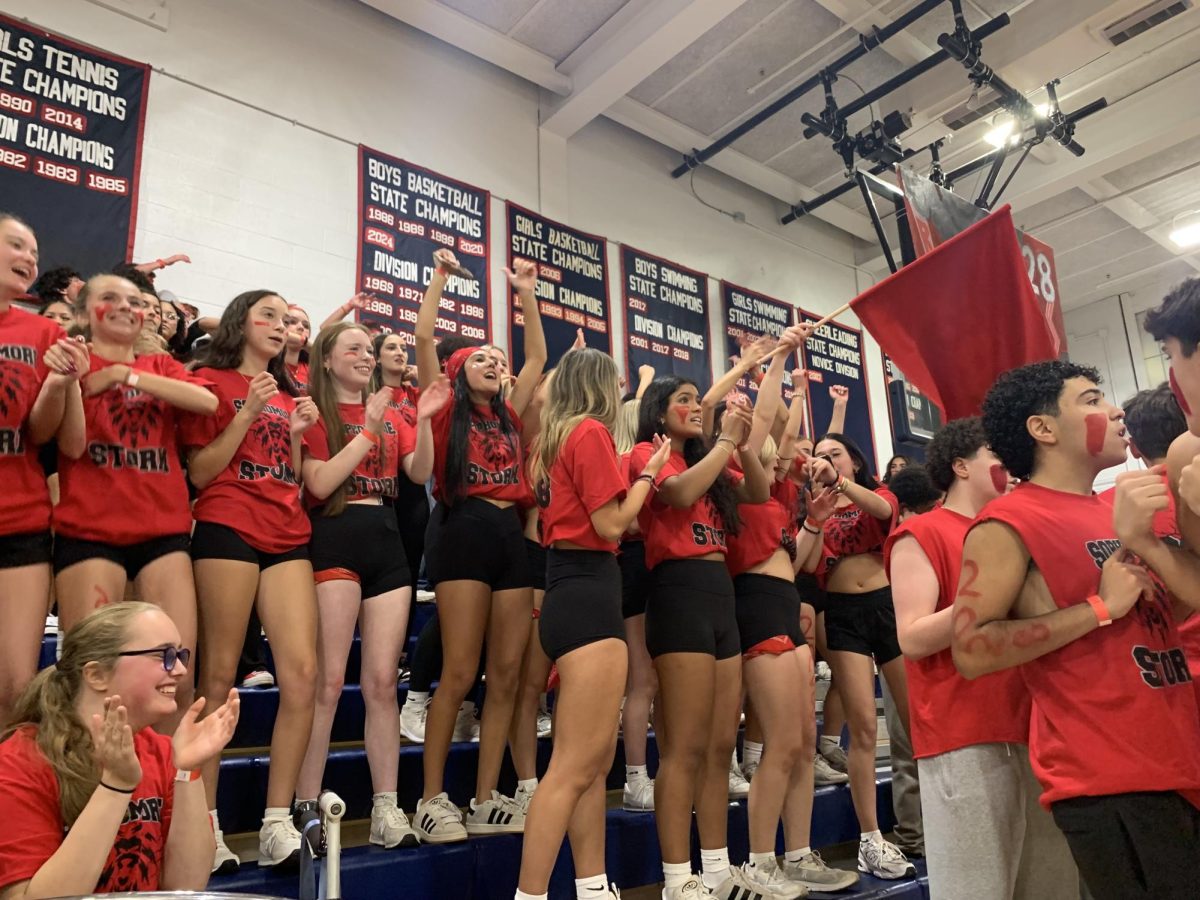 Sophomore class cheering on their team at battle of the classes 2025